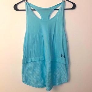 Small Under Armour Light Blue Sleeveless Mesh Active Top